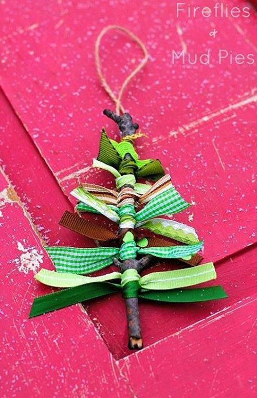 Christmas Easy Crafts - Scrap Ribbon Tree Ornaments
