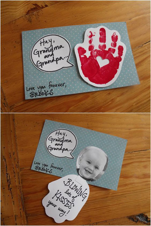 40+ Cute Valentine Ideas for Kids - Baby Hand Art Valentine's Card