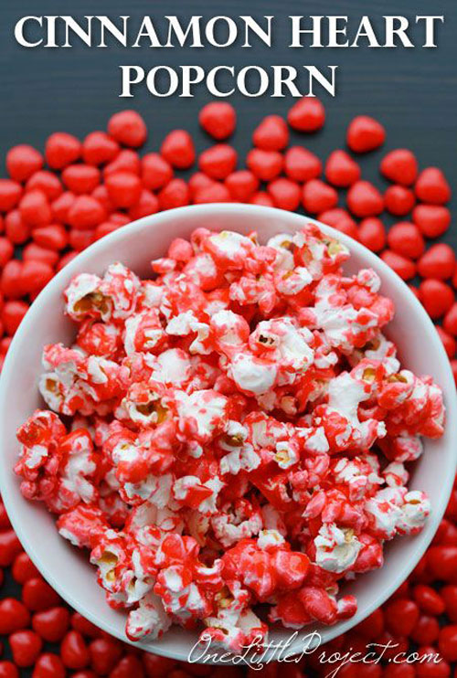 44 Sweet Valentine's Day Treats - Cinnamon Heart Popcorn