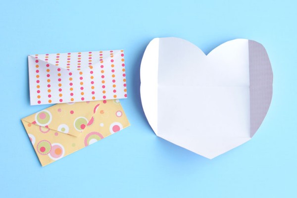 Folded heart envelopes
