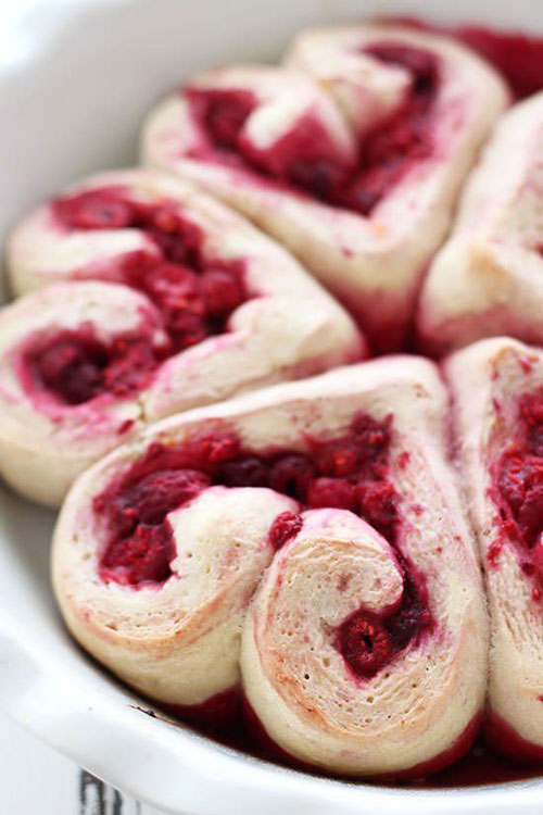 30+ Healthy Valentine's Day Food Ideas - Heart-Shaped Raspberry Rolls