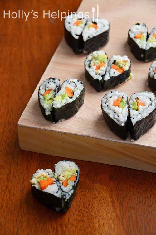30+ Healthy Valentine's Day Food Ideas - Heart-Shaped Sushi