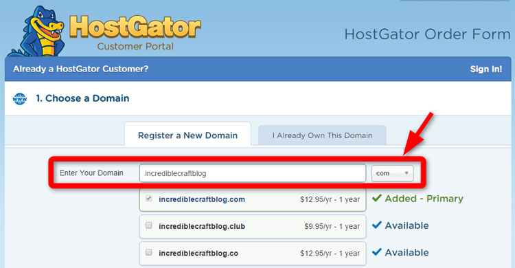 HostGator-4-Enter-Domain