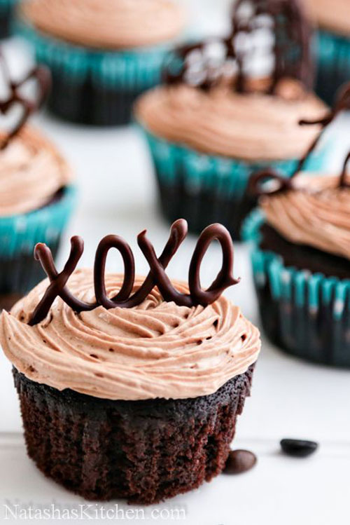 35+ Valentine's Day Cupcake Ideas - Moist Chocolate Cupcakes with Prague Frosting