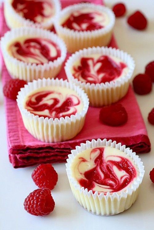 35+ Valentine's Day Cupcake Ideas - Raspberry Swirl Cheesecake Cupcakes