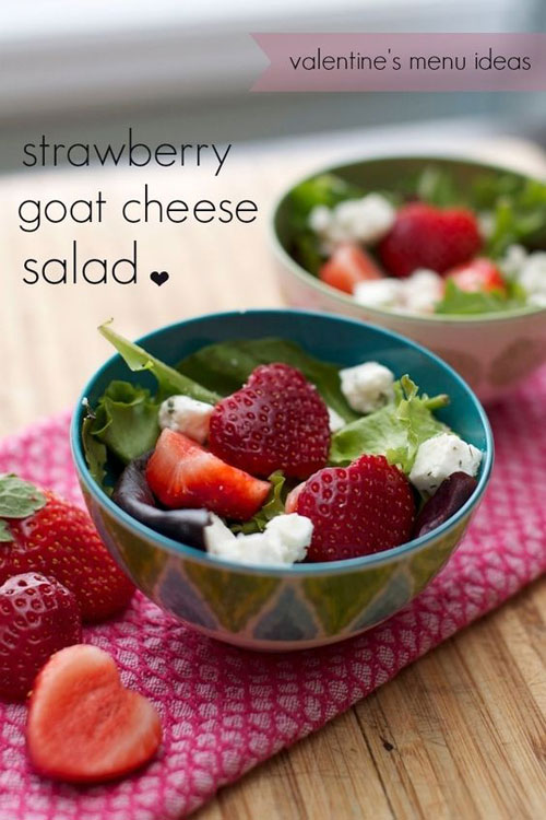 30+ Healthy Valentine's Day Food Ideas - Strawberry Goat Cheese Salad