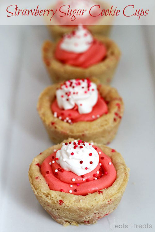 44 Sweet Valentine's Day Treats - Strawberry Sugar Cookie Cups