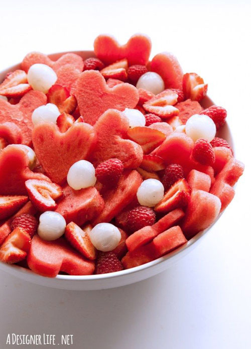 44 Sweet Valentine's Day Treats - Watermelon Heart Fruit Salad