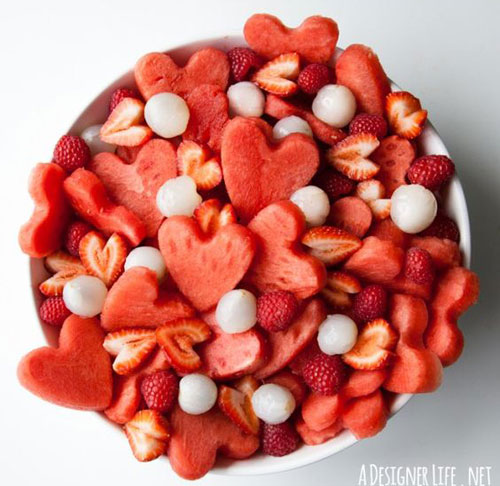 30+ Healthy Valentine's Day Food Ideas - Watermelon Heart Fruit Salad