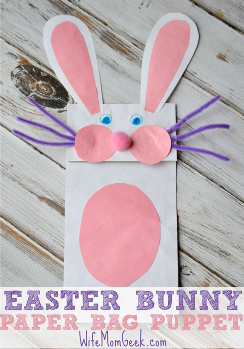 40+ Simple Easter Crafts for Kids - Bunny Paper Bag Puppet