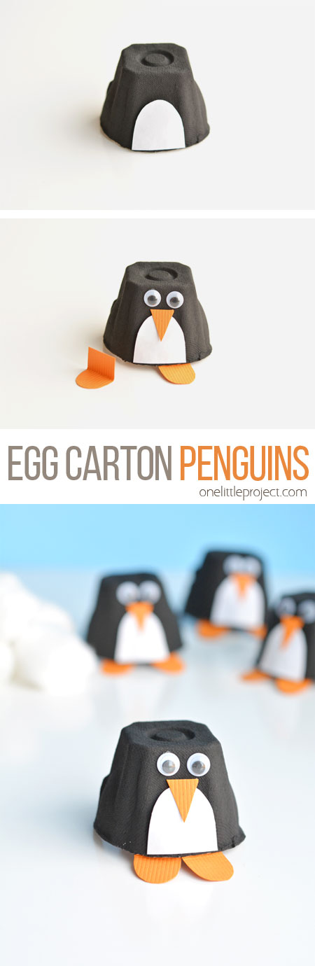 These egg carton penguins are such a fun winter craft to make with the kids! And don't they look ADORABLE?! What a great activity for a snow day!