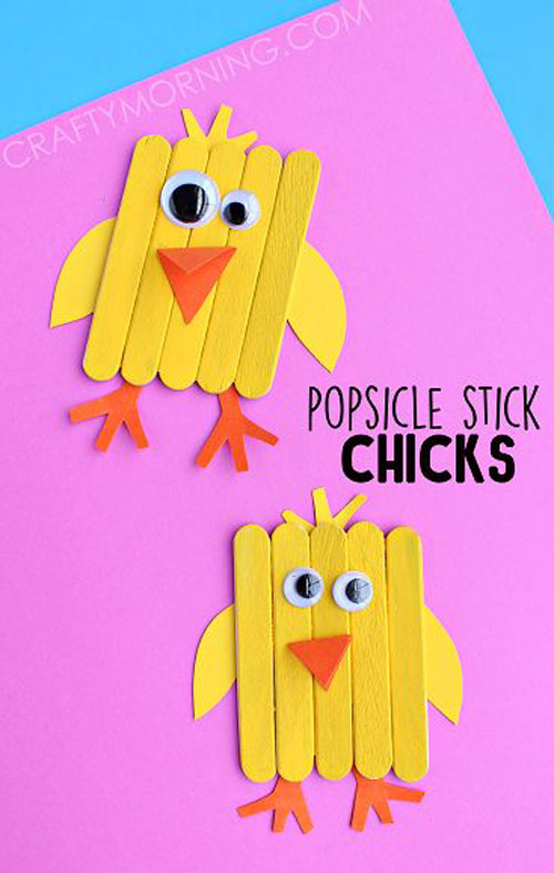 40+ Simple Easter Crafts for Kids - Mini Popsicle Stick Chicks
