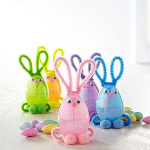 40+ Simple Easter Crafts for Kids - Plastic Easter Egg Bunnies
