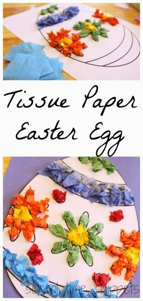 40+ Simple Easter Crafts for Kids - Tissue Paper Easter Egg