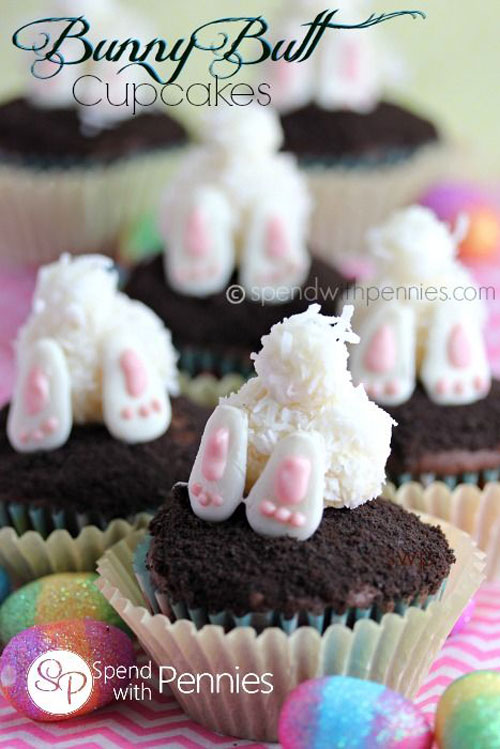 35 Adorable Easter Cupcake Ideas - Bunny Butt Easter Cupcakes