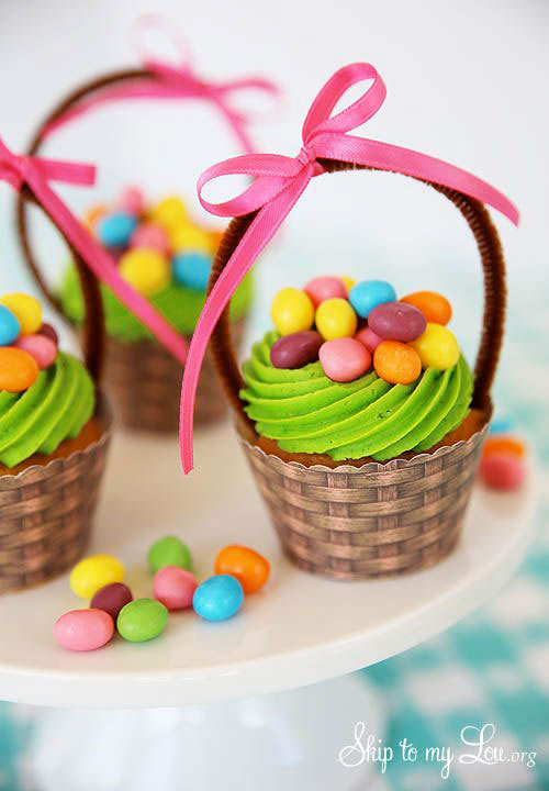 35 Adorable Easter Cupcake Ideas - Easter Basket Cupcakes