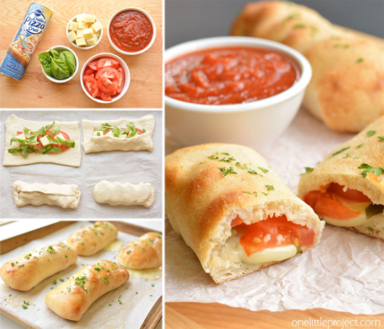 These caprese calzones are so easy to make and they taste SO GOOD! Only 5 ingredients and they take less than 10 min to prepare. The fresh basil and tomato flavors are amazing!