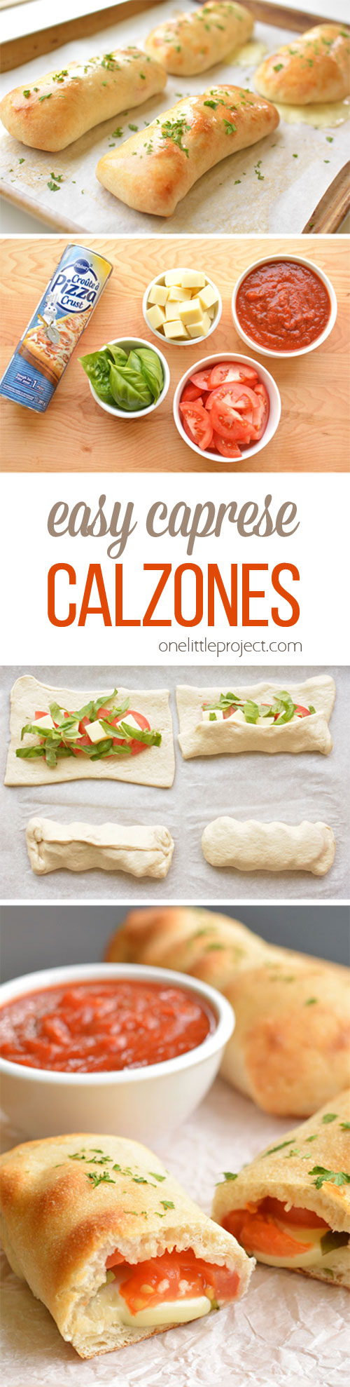 These caprese calzones are so easy to make and they taste SO GOOD! Only 5 ingredients and they take less than 10 min to prepare. The fresh basil and tomato flavors are amazing!