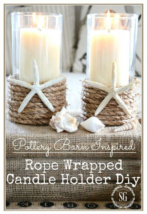 37 Awesome DIY Summer Projects - DIY Rope Wrapped Candle Holder