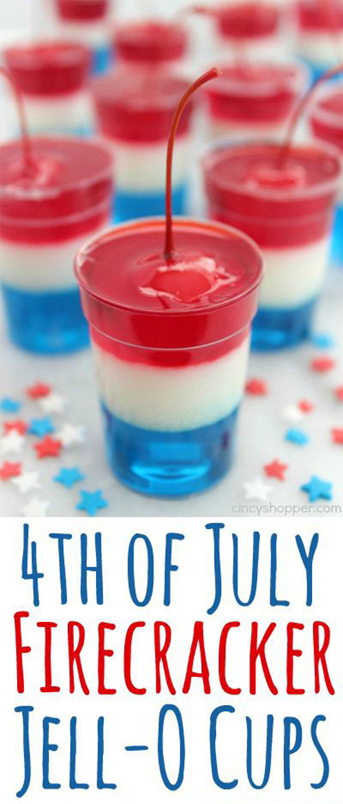 50+ Best 4th of July Desserts - Firecracker Jell-O Cups