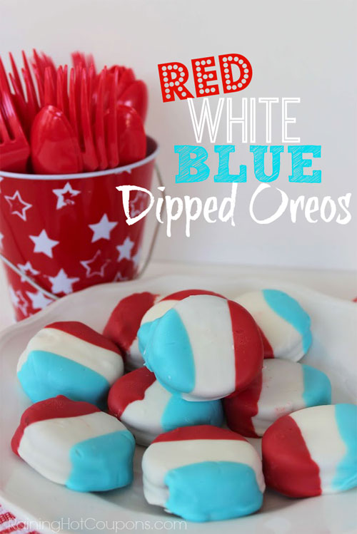 50+ Best 4th of July Desserts - Patriotic Chocolate Dipped Oroes