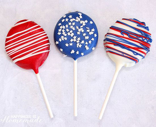 50+ Best 4th of July Desserts - Patriotic Oreo Pops