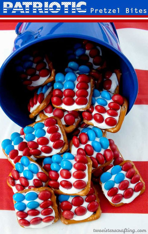 50+ Best 4th of July Desserts - Patriotic Pretzel Bites