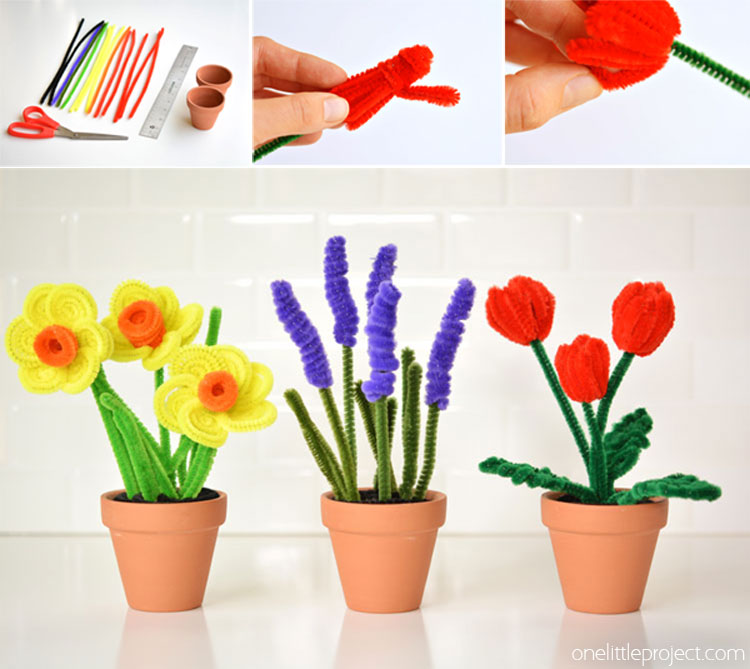 These pipe cleaner daffodils and tulips have to be the PRETTIEST pipe cleaner craft I've ever seen! And they're SO EASY to make!