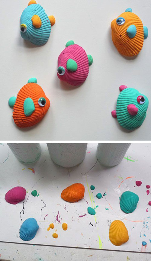 37 Awesome DIY Summer Projects - Tropical Seashell Fish Crafts