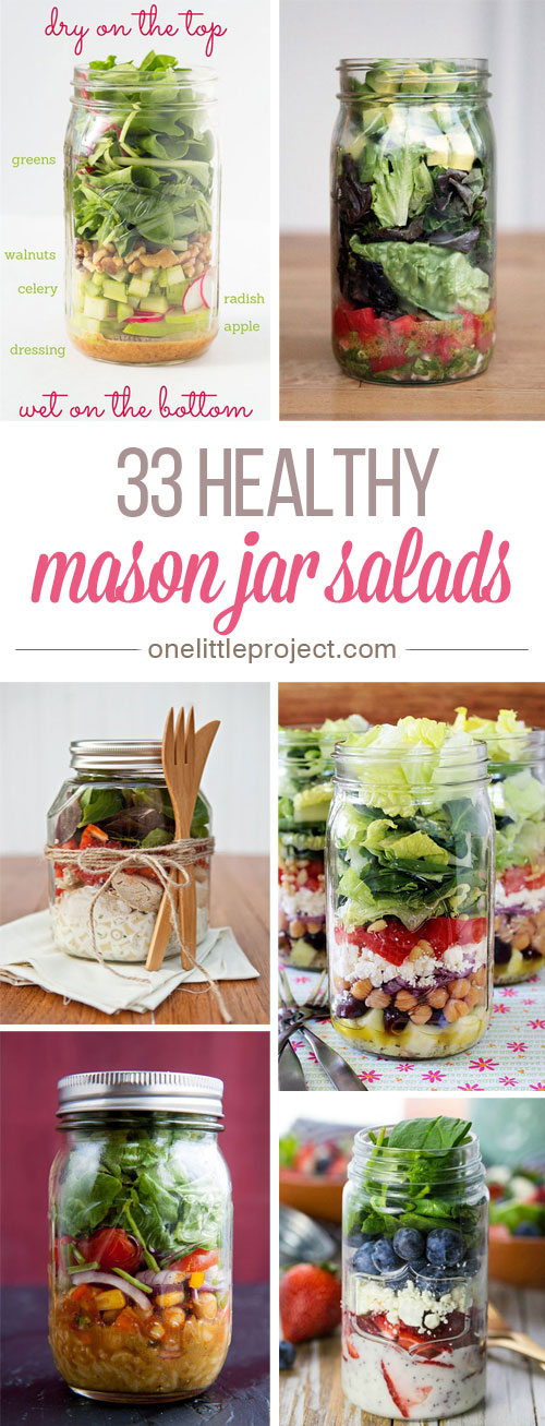 These healthy mason jar salads are AMAZING!! Prep all the ingredients on Sunday and you have easy lunches and side dishes all week! So easy and nutritious!!