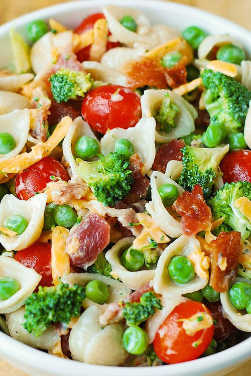 40 Best Pasta Salad Recipes - Broccoli Bacon Ranch Pasta Salad