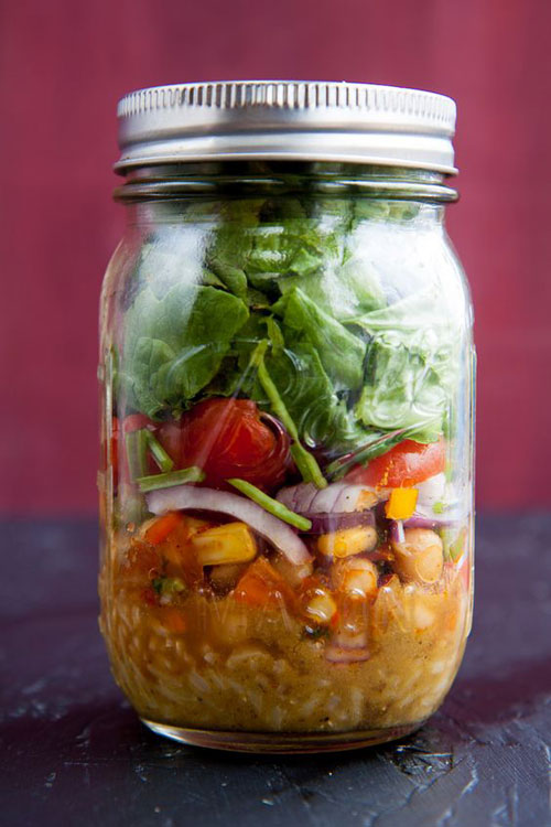 33 Healthy Mason Jar Salads - Mexican Chickpea Salad with Chile Lime Dressing