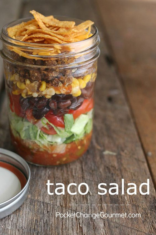 33 Healthy Mason Jar Salads - Taco Salad in a Jar