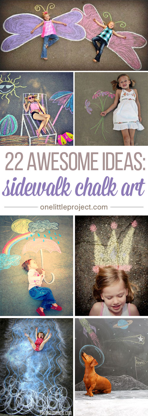These sidewalk chalk ideas are SO AWESOME! Seriously, some people so creative!? There are so many fun ideas and so many great photo opportunities!