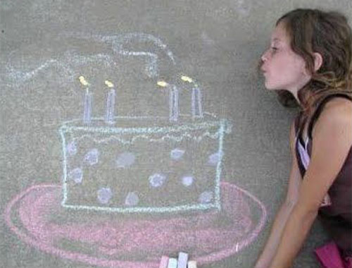 22 Totally Awesome Sidewalk Chalk Ideas - Birthday Cake Sidewalk Chalk Art
