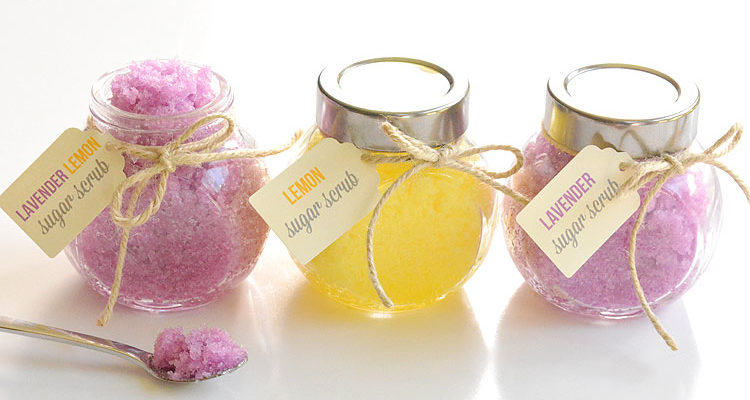 DIY lemon and lavender lemon homemade sugar scrubs