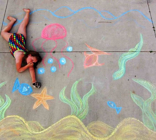 22 Totally Awesome Sidewalk Chalk Ideas - Under the Sea Chalk Art