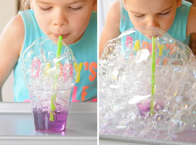 These bubble towers are ridiculously easy to make and they are SO MUCH FUN. It takes less than 2 minutes to put together and will keep the kids going for ages! What an easy boredom buster!