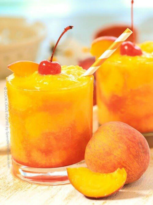 50+ Best Peach Recipes - Frozen Peach Champagne Cocktail
