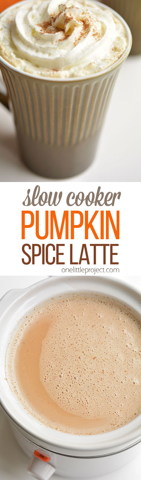 This slow cooker pumpkin spice latte recipe is AMAZING. I can't imagine ever buying one again, because the homemade crock pot version is soooo good! Mmmm...