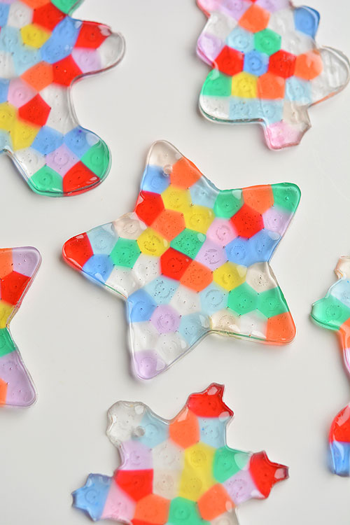 40+ Easy Christmas Crafts for Kids - Melted Bead Ornaments