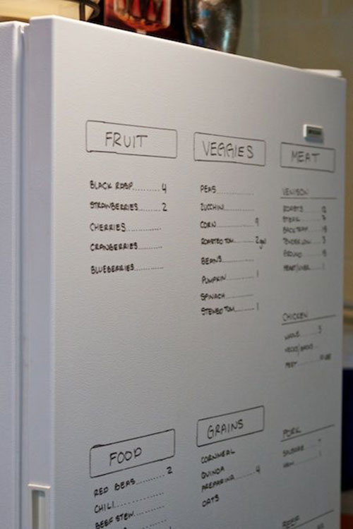 25 Hacks to Organize your Fridge - Use the front of the fridge as a whiteboard to keep track of what's inside