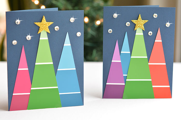 Easy DIY Christmas cards using paint chips