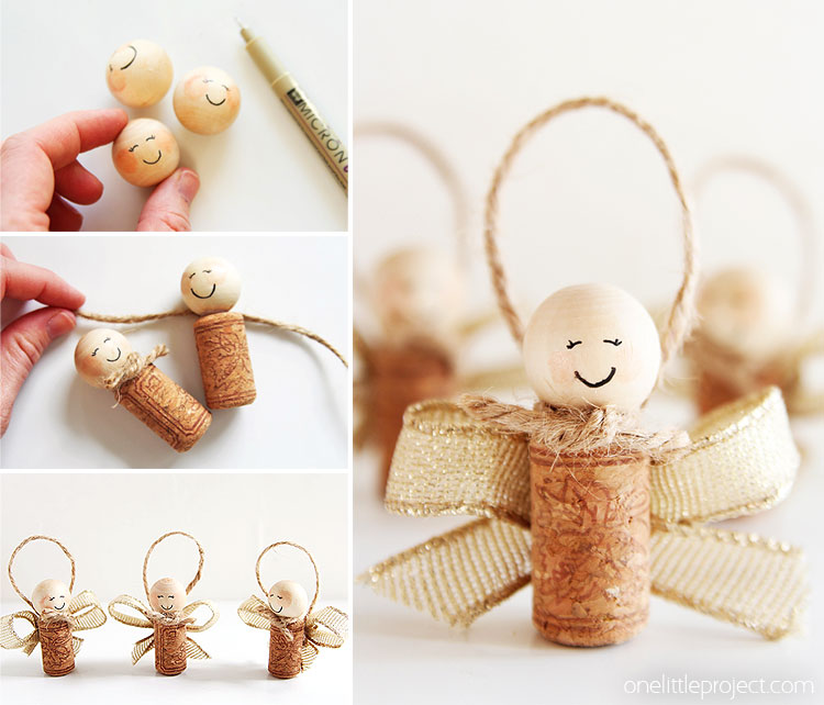 These wine cork angels are SO EASY to make and they're such a sweet homemade Christmas ornament idea! They'd also make super cute gift tags on presents too! 