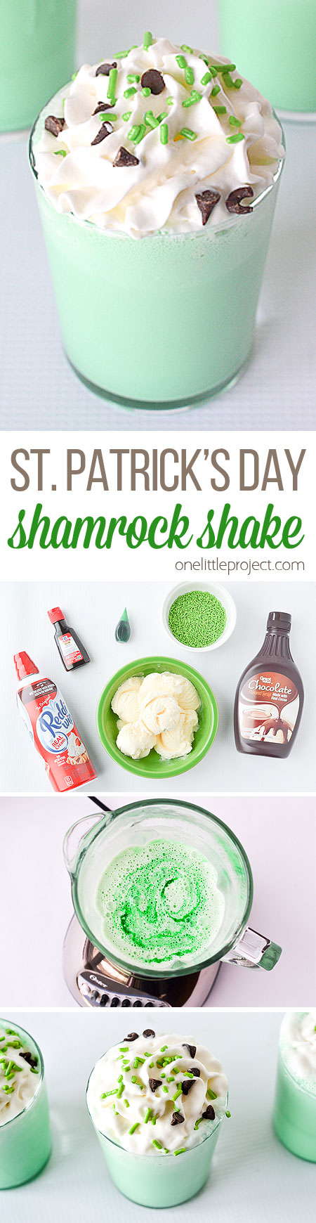 This shamrock shake is SO EASY to make at home! Such a creamy, minty and delicious treat for St. Patrick's Day! It takes just like the ones from McDonald's! 
