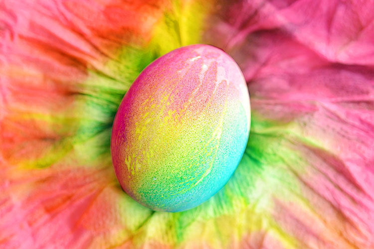 These tie dye Easter eggs are SO FUN and they're so simple to make! The colours are bright and beautiful and the eggs are completely safe to eat! 
