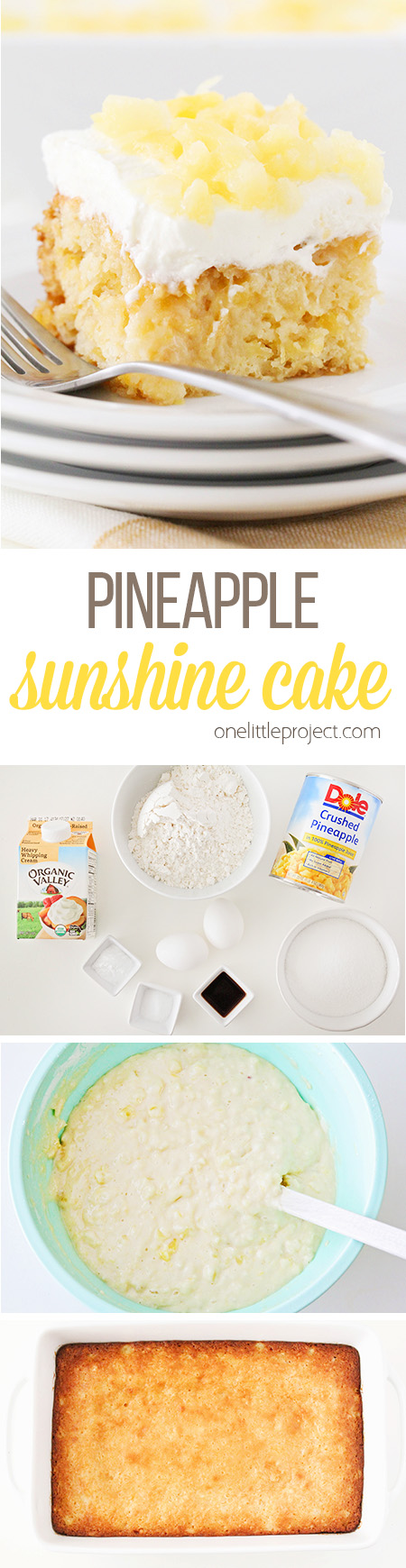 This light and fluffy pineapple sunshine cake tastes just like springtime! It's so easy to make and the perfect spring dessert!