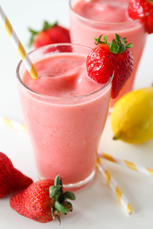 This delicious and refreshing strawberry lemonade smoothie has only three ingredients and is ready in less than five minutes! 
