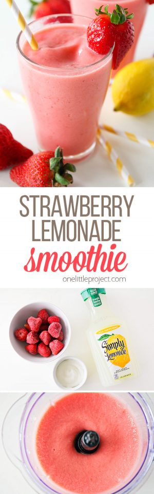 Strawberry Lemonade Smoothie Recipe - One Little Project