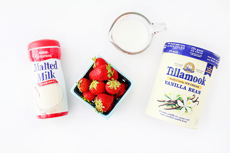 This strawberry malt shake is so creamy and delicious. It has only four ingredients, and is so easy to make. Perfect for satisfying that sweet tooth!